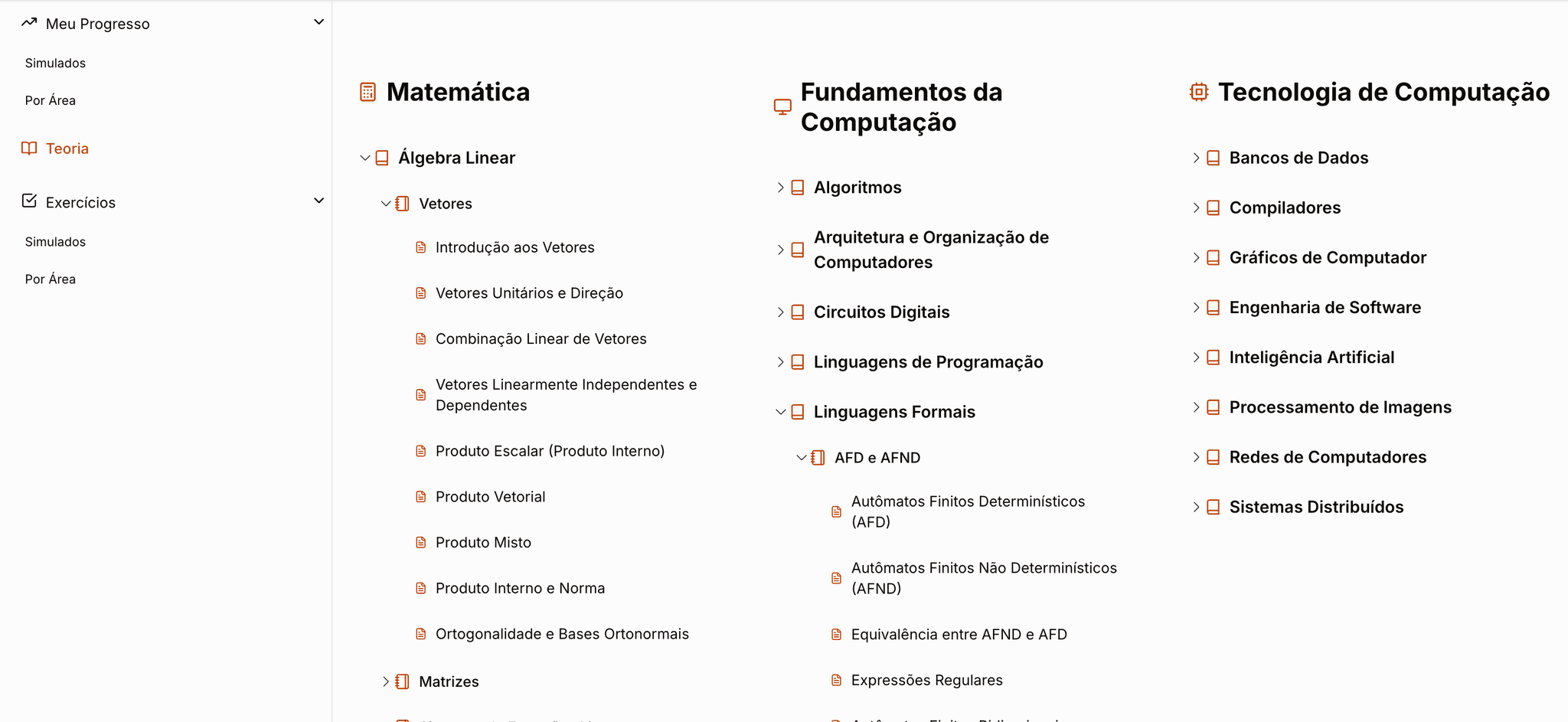 Lista de Conteúdo Teórico